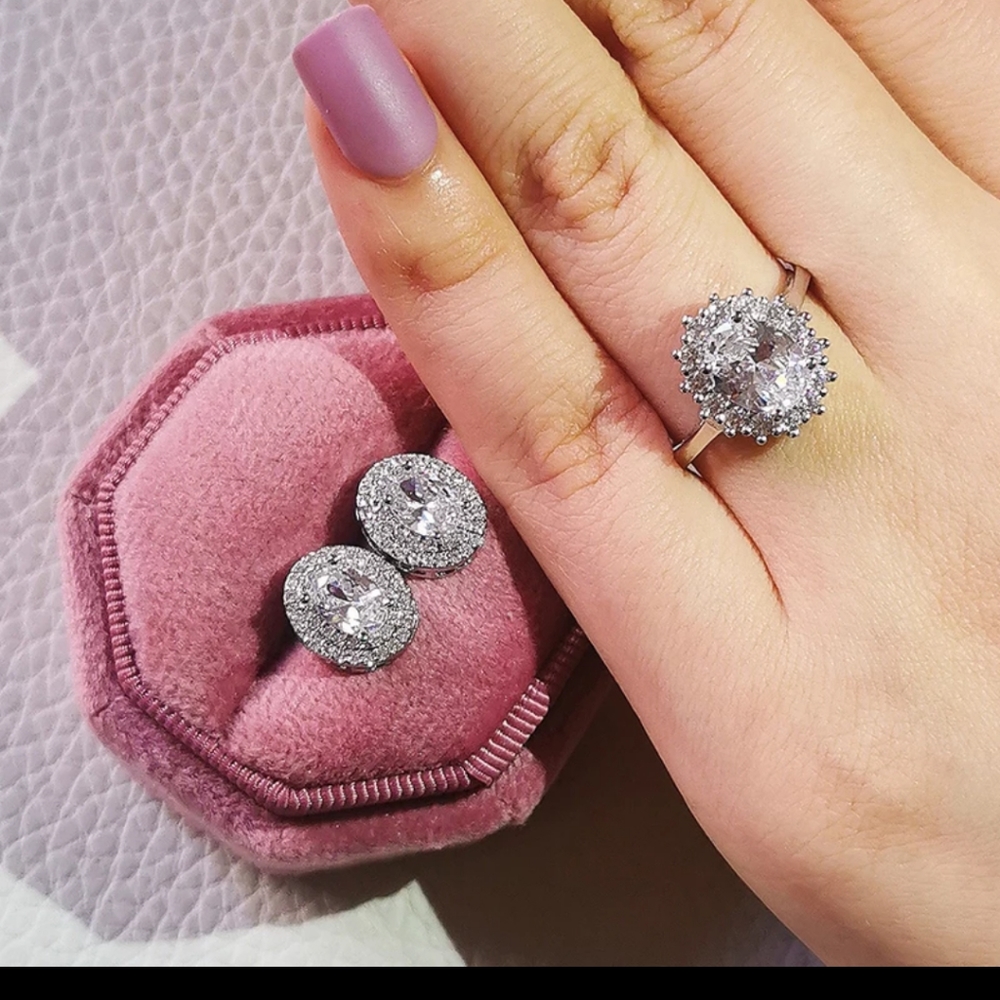 925 sterling silver ring and earring set